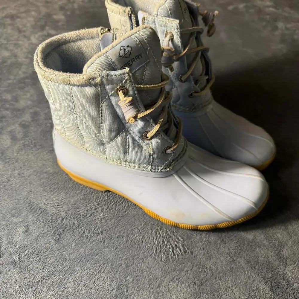 Sperry Saltwater Quilted Nylon Duck Boots Light Blue Women's Size 7 STS88284
